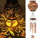 YJFWAL Hummingbird Wind Chimes for Outside, Gifts for Mothers Day Woman Mom Grandma,30" Metal Hanging Solar Lantern Wind Chimes Outdoor, Garden Decor Memorial Windchimes for Patio Porch Yard