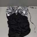 Tempt Me Women Sexy Cutout One Piece Swimsuits Tummy Control High Waisted Halter Front Tie Knot Bathing Suit (Black Floral 1), M