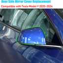 Jaronx Compatible with Tesla Model Y Side Mirror Cover Replacement 2020 2021 2022 2023 2024, Right Passenger Side Blue Door Wing Rearview Mirrors CoverCap for Tesla Model Y Accessories