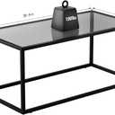 SAYGOER Glass Coffee Table Modern Coffee Tables Simple Rectangular Center Table with Open Space for Living Room Home Office,39.3 x 19.7 x 17.7Inches, Gray Black