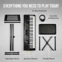 RockJam 61 Key Keyboard Piano Stand With Pitch Bend Kit, Piano Bench, Headphones, Simply Piano App & Keynote Stickers, Full-size