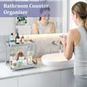 Bathroom Counter Organizer - 2-Tier Acrylic Makeup Organizer Countertop with Marble Tray, Perfume Organizer & Vanity Organizer, Bathroom Organizers and Storage for Skincare, Toiletries, Silver