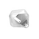 Aulumu A29 Geometric AirPods 4 Case with Lock | Protective Cover with Nylon Buckle | Alloy Armour | Compatible with Apple AirPods 4th (2024) - Translucent White