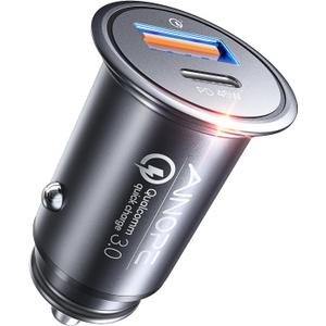 AINOPE 67.5W 99% Invisible Super Mini Car Charger USB C Fast Charging,All Metal Cigarette Lighter Adapter PD&QC Type C Car Charger Adapter for iPhone 16 Pro Max 15 14 13 12,Samsung Galaxy S25,Android