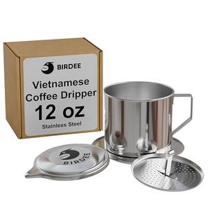 Birdee Vietnamese Coffee Dripper - 12 oz, Stainless Steel, Medium Drip Filter, Durable, Dishwasher Safe, Home Use, Travel, Camping, Gift Sets