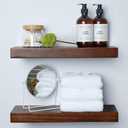 Homeforia Walnut 18 inch Floating Shelf, High End Solid Real Wood 18inch Floating Shelves for Wall Mounted, Dark Brown 18 inches Long Floating Shelves, Heavy Duty Bracket, 18 X 6.5 X 1.75 in, Set of 2