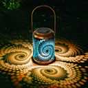 Solar Lanterns Outdoor Hanging Lantern Metal Waterproof LED Lantern with Solar Powered Garden Patio Decorations Decor with Handle Christmas Gift Idea