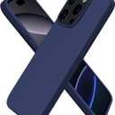 ORNARTO Compatible with iPhone 16 Pro Case 6.3", Slim Liquid Silicone 3 Layers Soft Gel Rubber Shockproof Protective Cover with Anti-Scratch Microfiber Lining-Navy Blue