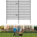 10 Panels No Dig Garden Fence with Gate, 44in(H) × 23.6ft(L) Decorative Metal Outdoor Dog Fence, Rustproof Pet Fencing for Yard, Patio, Flower Bed -Temporary Fencing| Easy to Install