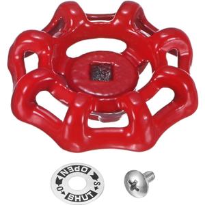 1-Set Outside Faucet Handle, 5x5mm Paint Cast Iron Square Stem Hole Water Spigot Handle with Screw M4x8 & Aluminum Washer for Courtyard/Bathroom, Spigot Puller Replacement [Red]