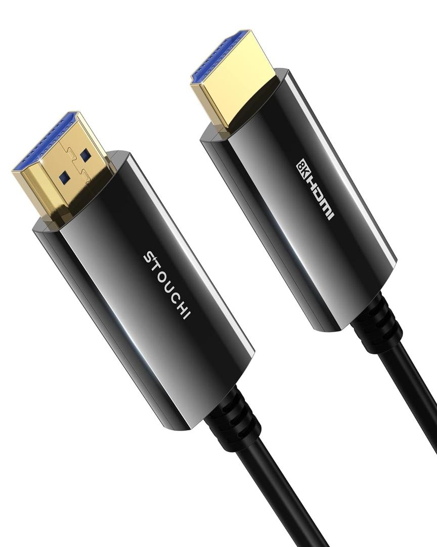 Stouchi 8K HDMI Cable Fiber Optic 50ft, 48Gbps Long Ultra High Speed HDMI Cable, CL3 Rated in-Wall, 10K 8K60Hz 4K120Hz, Dynamic HDR eARC HDCP 2.2&2.3 Compatible for PS5 Desktop and More (Grey)