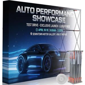 9.84 X 7.4FT Portable Pop Up Display Stand, Aluminum Folding Banner Stand, Fabric Tension Backdrop Booth Frame for Trade Shows, Weddings, Retail & Outdoor Events (Including A Carry Bag)