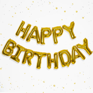 HOUSE OF PARTY Happy Birthday Balloon - 16 inch | Gold Mylar Capital Foil Birthday Balloons Banner, Gold Party Decorations for Men, Women