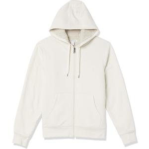 Hoodie For Men, Sherpa-Lined Full-Zip Fleece Sweatshirt (X-Small, Off-white)
