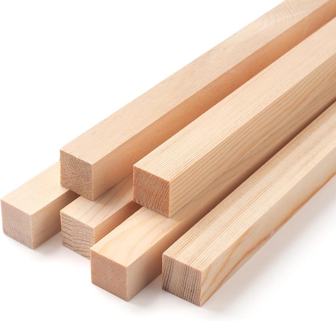 Square Wooden Dowel Rods, 6 PCS 3/4" x 12" Square Wood Dowel Rods Wooden Sticks for Crafts, Unfinished Hardwood Sticks Wood Strips for Woodworking, Crafting, Arts and DIYers, Home Decor, Model Making
