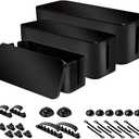 Cable Organizer Box Set of Three, Power Cover Cord Holder Surge Protector for Desk (Black)