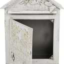 Vintage White Wall Mount Mailbox for Outside, Metal Post Box Decorative Antique Style Mail Drop Box for House Decor(White)