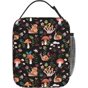 Gianlaima Mushroom Vintage Rustic Farmhouse Autumn Insulated Lunch Box For Women Man, Portable Lunch Bag Reusable Cooler Tote For Office Work Travel Picnic Camping Beach