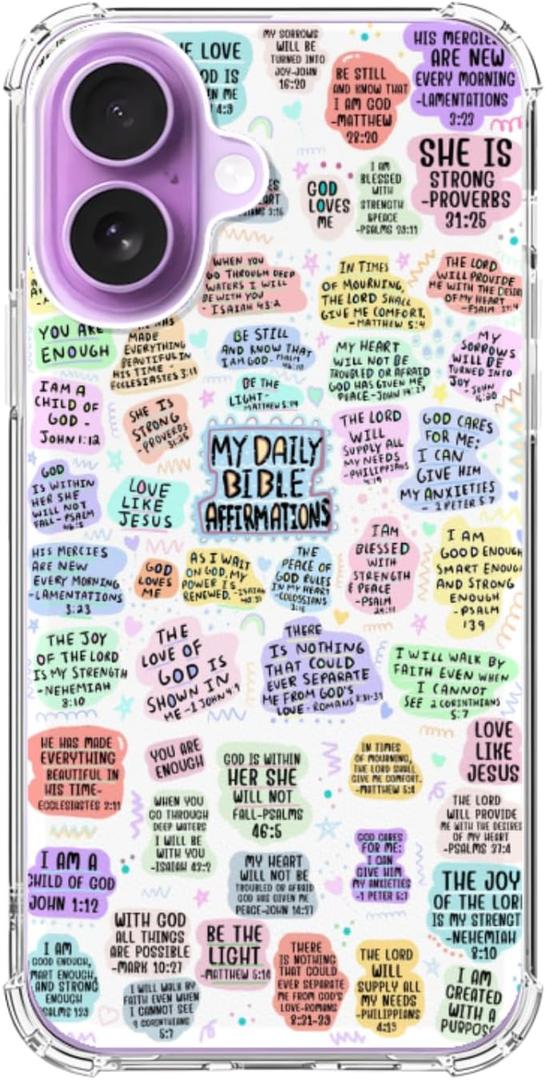 Bible Verses Phone Case Compatible with iPhone 17, Affirmation Quotes Aesthetic Phone Cover for iPhone 17