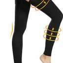 Ailaka Medical Compression Stockings for Women Men, Thigh High Footless 20-30mmHg Graduated Compression Socks with Silicone Band for Varicose Veins, Edema, Post-Surgery (Medium (1 Pair), Black)