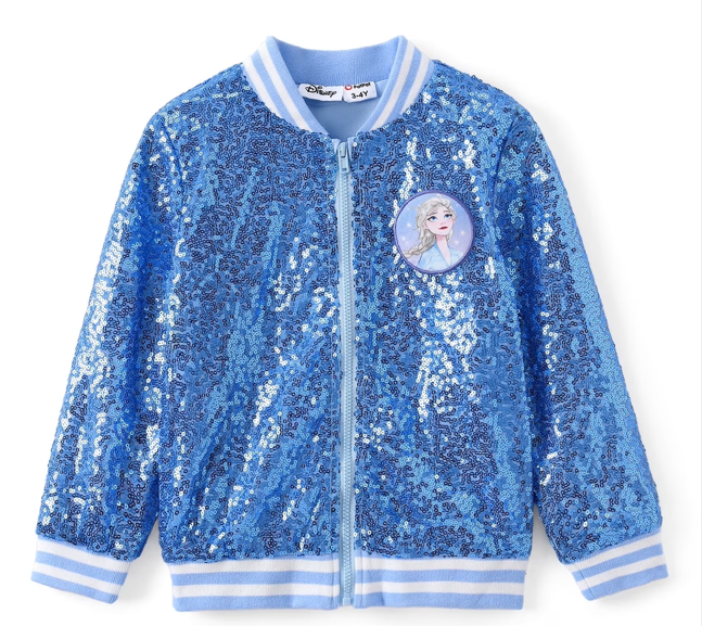 Girls Sequin Bomber Jacket Glitter Outwear Long Sleeve Zipper Jackets 5-12T