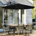 AreShark 9 FT Patio Umbrella for Outdoor, Outdoor Table Umbrella with Push Button Tilt and Crank, Outdoor Patio Umbrellas with 8 Sturdy Ribs for Market, Garden, Pool (Black)