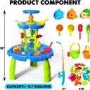 CozyBomB Water Table for Toddlers 3-5 | Outdoor Toys Water Play Table, Magnetic Fishing Toy Game, Summer Splash Pond Showers Sand Activity, Sensory Party Birthday Gift Kids Ages 4-8 9-12