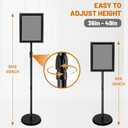 Poster Sign Stand Holder Adjustable Heavy Duty Aluminum Pedestal Floor Standing Sign Holder Vertical and Horizontal View Sign Displayed Snap Open,Advertising Display Stand (Black, 8.5x11inches)
