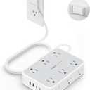 TESSAN Extension Cord 10 ft Surge Protector Power Strip, 12 Outlet Extender with 4 USB (2 USB C), 1800 Joules Protection, Flat Plug, Flat Extension Cord with Multiple Outlets, for Home, Office, Dorm (Grey)