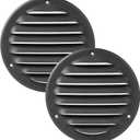 Vent Systems 4" Inch Anthracite Matte Finish Soffit Vent Cover - Pack of 2 - Black Round Air Vent Louver - Grill Cover - Built-in Insect Screen - HVAC Vents for Bathroom, Home Office, Kitchen