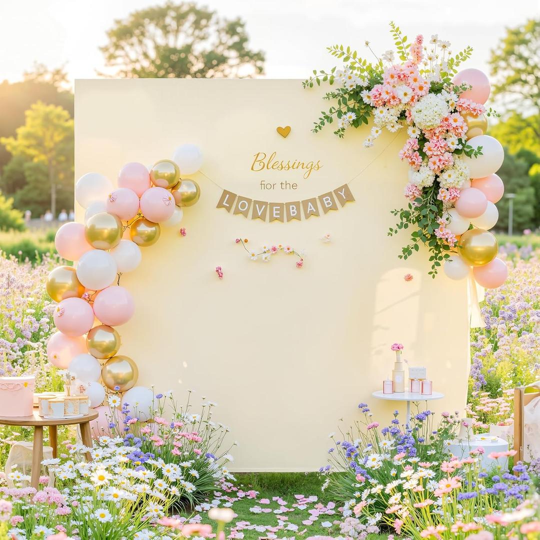 6.6FT x 6.6FT Beige Square Arch Backdrop Covers Spandex Fitted Wedding Arch Covers Stretchy Backdrop for Baby Shower Birthday Party Bridal Shower Ceremony Photo Photography Background Decorations