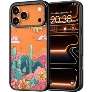 for iPhone 17 Pro Max Case - [6.6 ft Military-Grade Drop Protection] [Anti-Peel Technology] Clear Black TPU Bumper Case with Cute Design (Blazing Desert)