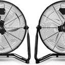 Simple Deluxe 20 Inch 3-Speed High Velocity Heavy Duty Metal Industrial Floor Fan for Warehouse, Workshop, Factory and Basement, Black, 2 Pack