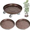 Heavy Duty Plant Caddy with Solid Rubber Wheels, Lockable, Increased Load Capacity, One-Minute Installation, Suitable for Indoor, Outdoor, Patio, Garden Settings, 14 Inches 3PACK, Brown