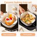 15oz Small Baking Dish 4 Pack Square Ceramic Baking Dishs with Handles,Individual Ceramic Bakeware for Oven, Microwave & Dishwasher Safe
