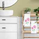 CIOJUNE Pink Hydrangea Floral Hand Towels for Bathroom Spa Gym, Rustic Kitchen Towels Hydrangea Botanical Dish Tea Towels for Kitchen Decor, 16x24 Inch Set of 2