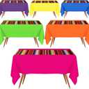 Hosuly Mexican Fiesta Tablecloth 54 x 108'' Party Plastic Tablecloth Striped Table Cover for Mexican Fiesta Party Decorations(Pure with Stripe, 6 Pcs)