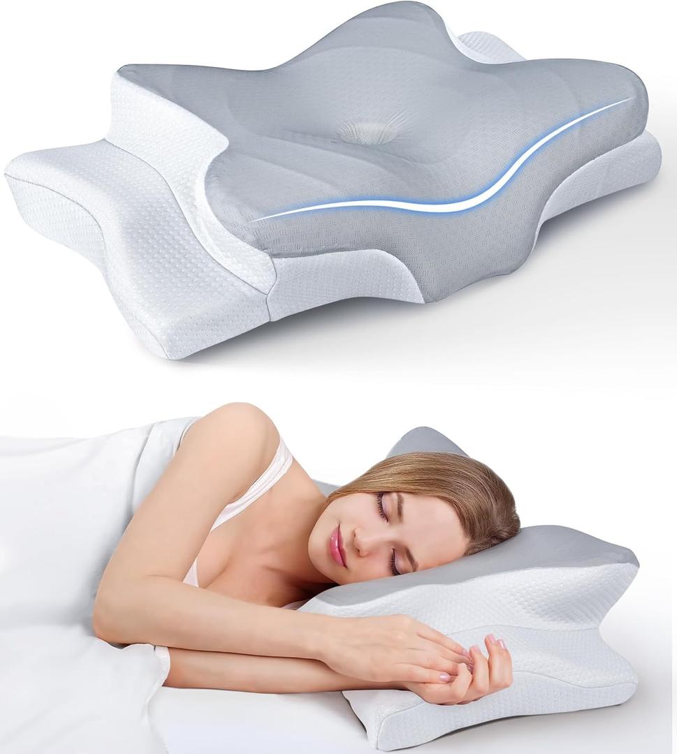 Pain Relief Cooling Pillow for Neck Support, Adjustable Cervical Pillow Cozy Sleeping, Odorless Ergonomic Contour Memory Foam Pillows, Orthopedic Bed Pillow for Side Back Stomach Sleeper