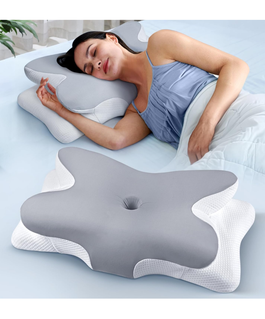 Effective Pain Relief Cervical Neck Pillow for Sleeping, Ergonomic Cooling Side Sleeper Pillow for Neck Support, Orthopedic Contour Memory Foam Pillows, Bed Pillow for Back Stomach Sleeper