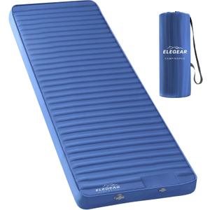 Elegear Air & Foam Camping Sleeping Pad, HexaFoam Camping Mattress Pad with Built-in Foot Pump Memory Foam Camp Pad 4-Season Camp Sleeping Mat for Travel/Car/Tent (Blue)