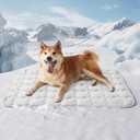 Bedsure Cooling Mat for Large Dogs, Q-Max>0.5 Thin Breathable Cold Crate Pad for Pet, Portable Washable Kennel Bed for Summer Active Dog with Chill Cool Soothing Fabric to Rapid Cooling, 35x23, Grey