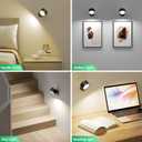 Lightbiz LED Wall Mounted Lights 2 Pcs with Remote, Wall Sconces Lamp 3000mAh Rechargeable Battery Operated, 3 Color Temperatures & Dimmable Magnetic 360 Rotation Cordless Light for Bedroom Bedside