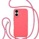 ZTOFERA for iPhone 17 Case with Strap,Crossbody Phone Case with Adjustable Neck Shoulder Lanyard,Soft Silicone Shockproof Protective Phone Cover for iPhone 17 6.3 inch-Hot Pink
