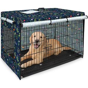 Bienbee Dog Crate Cover, 42 inches Windproof Crate Covers for Dog Cages Breathable Dog Kennel Cover Double Sided Zipper Dog Cage Cover for Wire Dog Cage Indoor Outdoor Protection