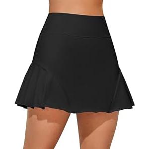 ATTRACO Athletic Golf Skorts Skirts for Women Workout Tennis Skirts Black Activewear Skorts for Running, S, Black