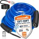JDZKOMKE 50T Heated RV Water Hose - Freeze Protection Down to -45°F, Heavy-Duty PVC & Brass Fittings, 1/ 2" ID Lead-Free Hose for Camping/ Poultry Farms AUTO Accessory (50FT)
