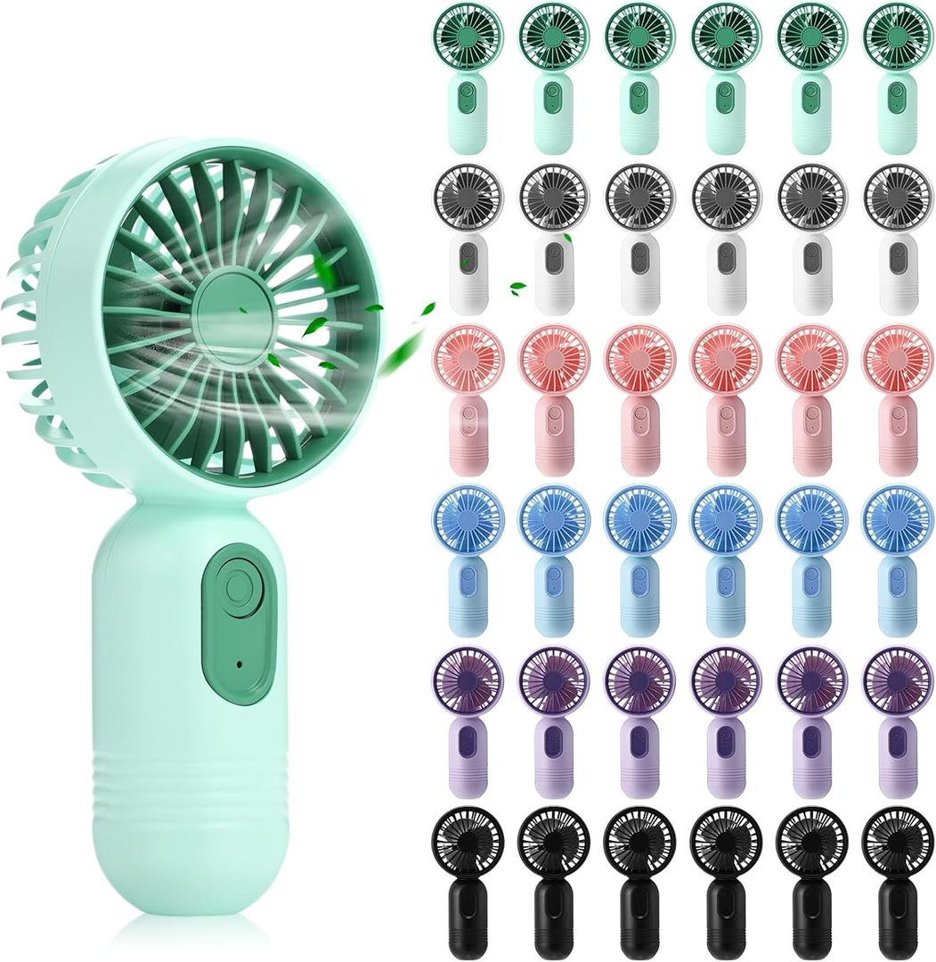 Rossesay 36 Pcs Mini Portable Fan Bulk Cute Handheld Lightweight Small Little Personal Hand Eyelash Fan 3 Speeds USB Rechargeable for Women Men Indoor Outdoor Makeup Travel (Multicolor), 2.4 x 1.6 x 5.1 inches