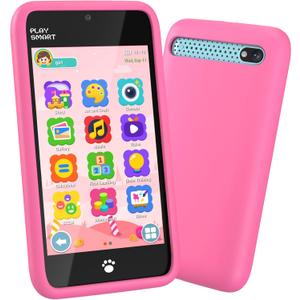 MOMILLA Kids Phone for Girls, 3.97" Touchscreen Kids Smart Phone, Toy Phones with 200+ Games, Dual Camera, Parent Mode, 16GB Card, White Noise, Silicone Case, Birthday Gift for Girls