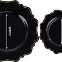 COLOSUS 60pcs Black and Gold Plastic Plates Set, Gold Black Party Plates, 30pcs Dinner Plates and 30pcs Salad/Dessert Plates for Wedding, Party, Anniversary, Daily Use