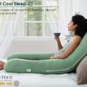 QUEEN ROSE Cooling Pregnancy Pillows, U Shaped Full Body Maternity Pillow for Pregnant Support, Rayon Derived from Bamboo, Buttery Soft, Super Breathable for Hot Sleeper, Green